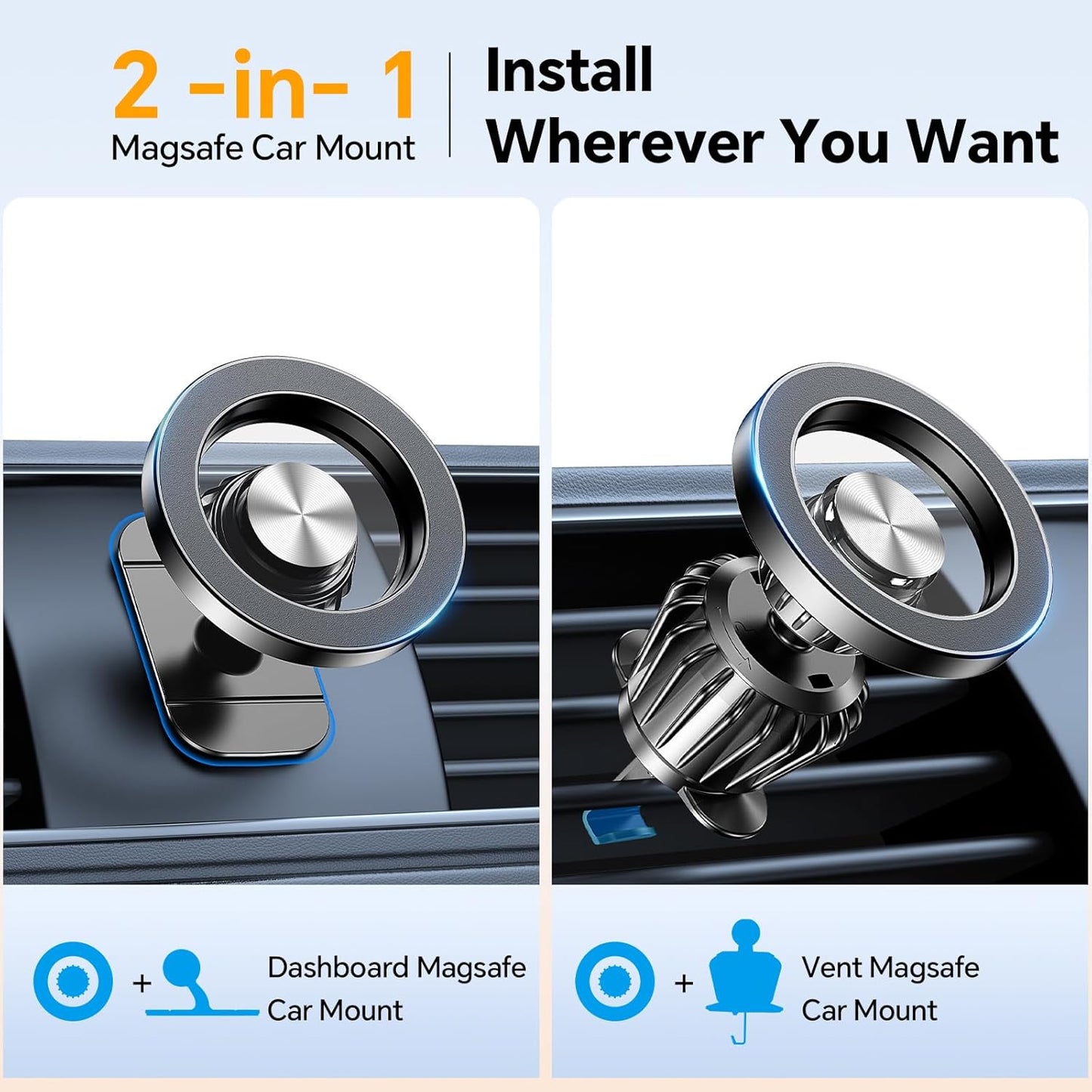For Magsafe Car Mount【20 Strong Magnets 】Magnetic Phone Holder for Car Phone Holder Mount Dash【360°】Cell Phone Holder for Car Accessories,Car Mount for Iphone 16 Pro Max 15 14 13 12 plus Magsafe Cases