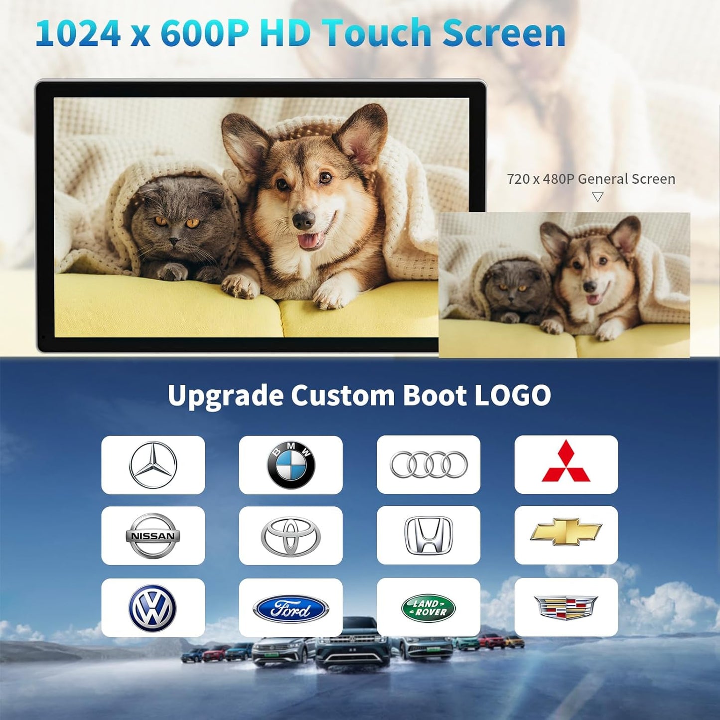 Portable Apple Carplay Screen for Car, 9" Wireless Apple Carplay & Android Auto,4K Dash Cam,1080P Backup Camera Dvr,Car Audio Receivers GPS Navigation Mirror Link, Bluetooth,Fm, Siri