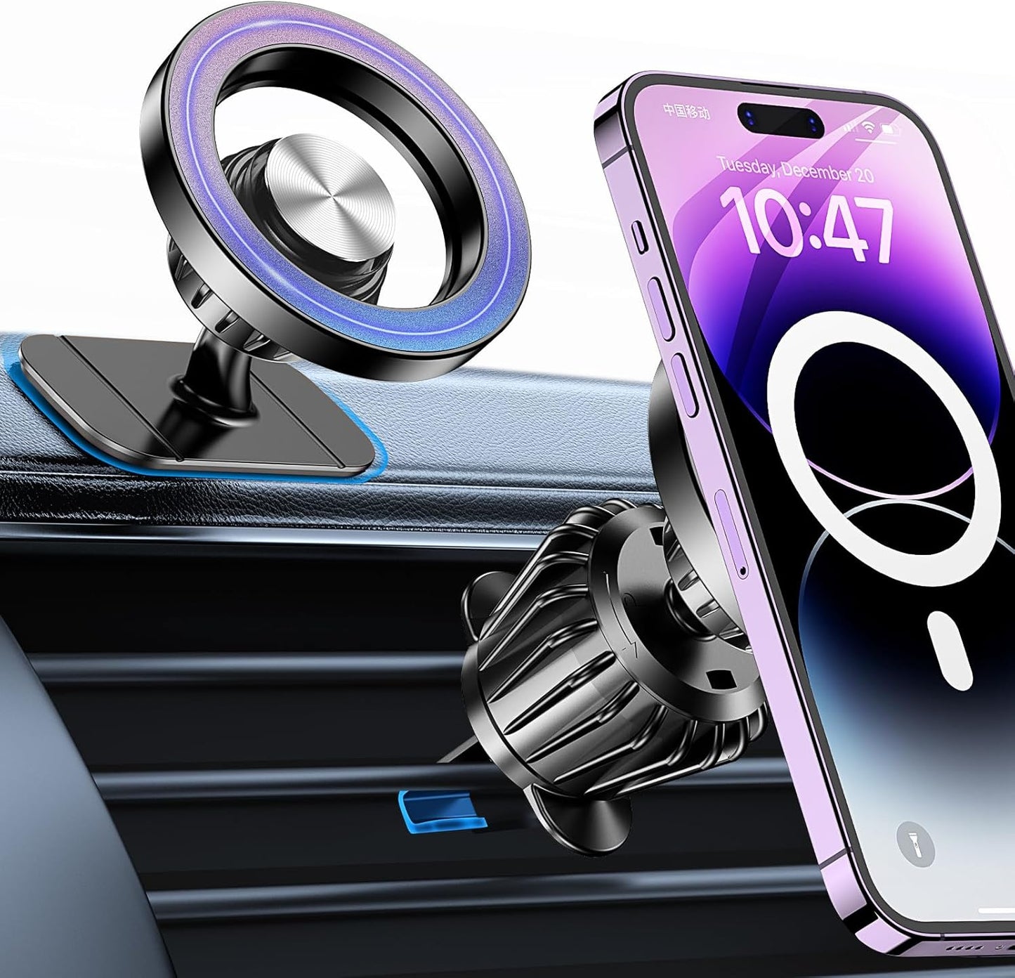 For Magsafe Car Mount【20 Strong Magnets 】Magnetic Phone Holder for Car Phone Holder Mount Dash【360°】Cell Phone Holder for Car Accessories,Car Mount for Iphone 16 Pro Max 15 14 13 12 plus Magsafe Cases