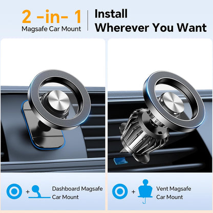 For Magsafe Car Mount【20 Strong Magnets 】Magnetic Phone Holder for Car Phone Holder Mount Dash【360°】Cell Phone Holder for Car Accessories,Car Mount for Iphone 16 Pro Max 15 14 13 12 plus Magsafe Cases