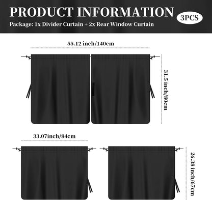 3PCS Car Black Out Window Covers Kit,Car Privacy Window Cover for Shading,Sun Protection and Privacy,Universal Sun Shade Car Camping Accessories for Most Cars Trucks Suvs