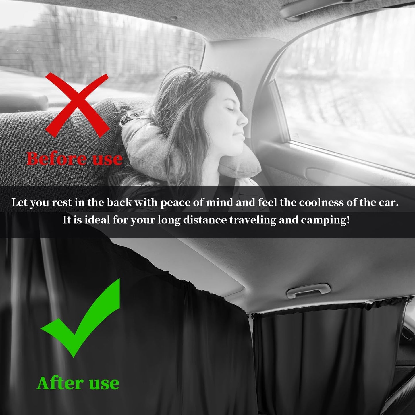 3PCS Car Black Out Window Covers Kit,Car Privacy Window Cover for Shading,Sun Protection and Privacy,Universal Sun Shade Car Camping Accessories for Most Cars Trucks Suvs