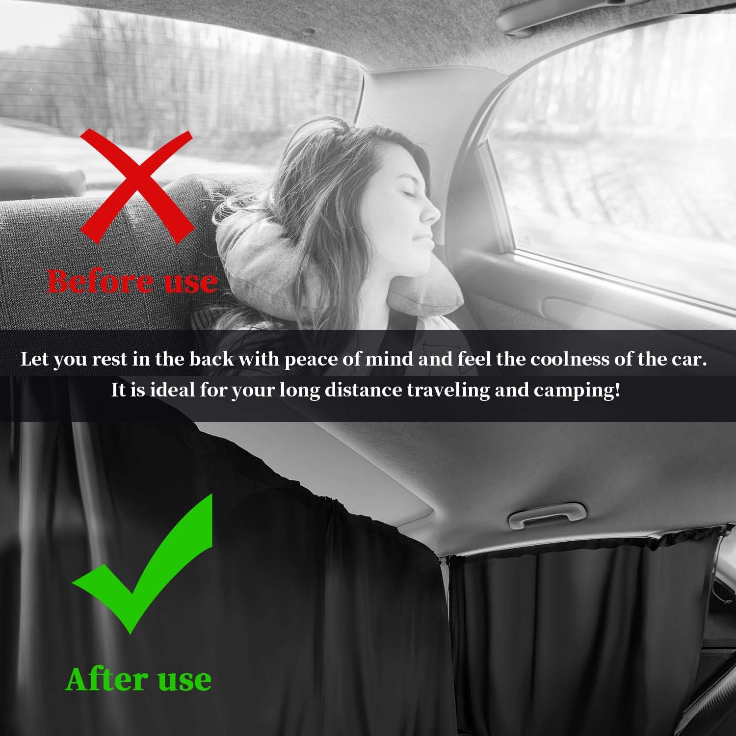 3PCS Car Black Out Window Covers Kit,Car Privacy Window Cover for Shading,Sun Protection and Privacy,Universal Sun Shade Car Camping Accessories for Most Cars Trucks Suvs