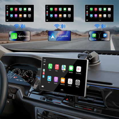 Portable Apple Carplay Screen for Car, 9" Wireless Apple Carplay & Android Auto,4K Dash Cam,1080P Backup Camera Dvr,Car Audio Receivers GPS Navigation Mirror Link, Bluetooth,Fm, Siri