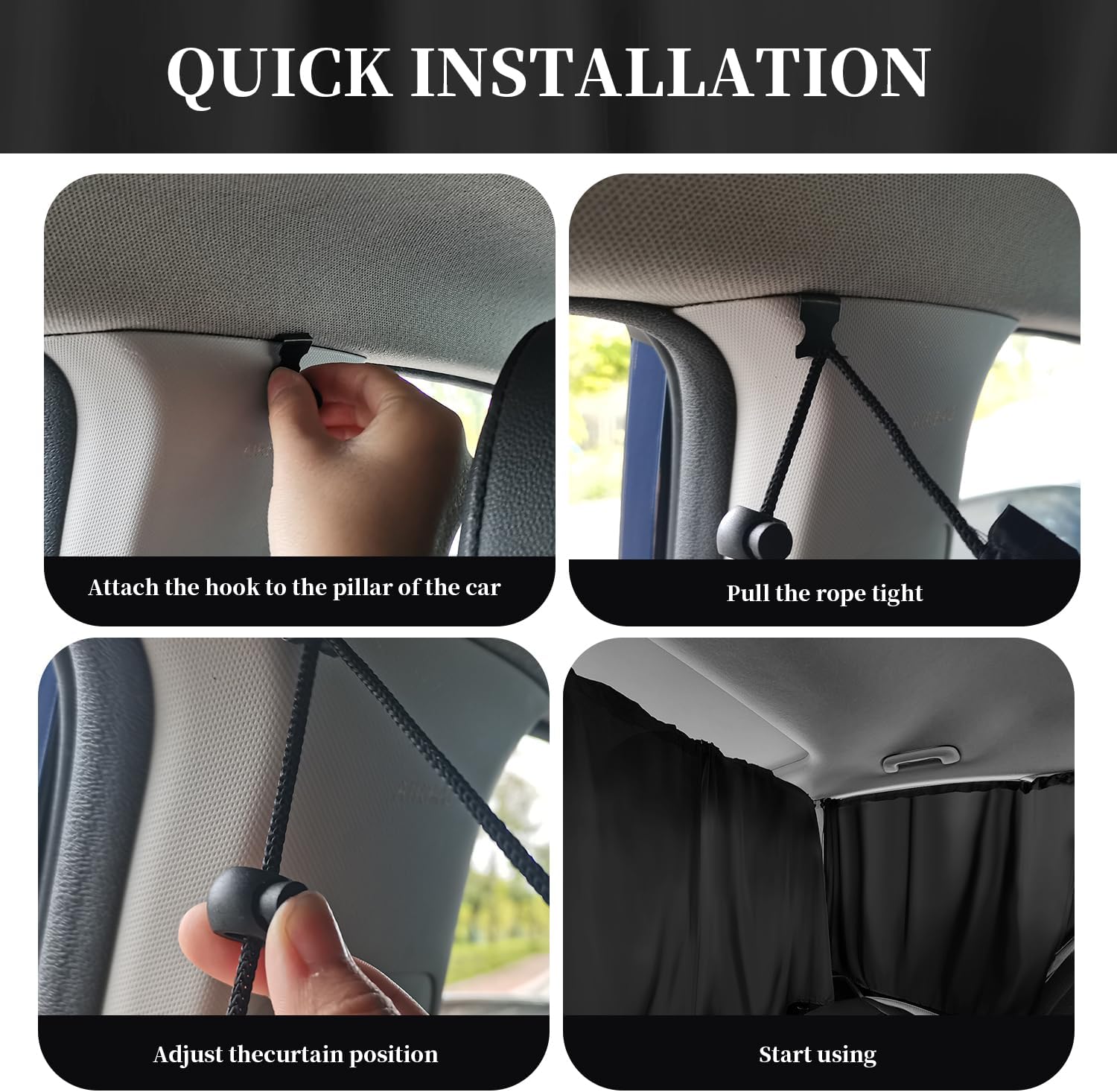 3PCS Car Black Out Window Covers Kit,Car Privacy Window Cover for Shading,Sun Protection and Privacy,Universal Sun Shade Car Camping Accessories for Most Cars Trucks Suvs