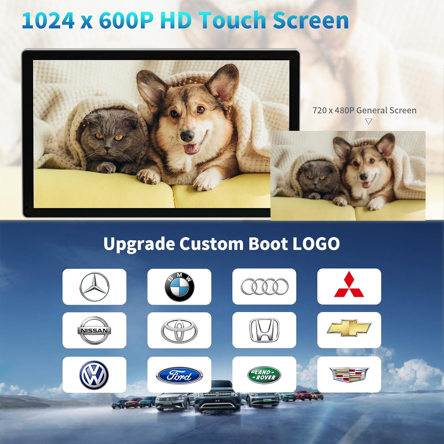 Portable Apple Carplay Screen for Car, 9" Wireless Apple Carplay & Android Auto,4K Dash Cam,1080P Backup Camera Dvr,Car Audio Receivers GPS Navigation Mirror Link, Bluetooth,Fm, Siri