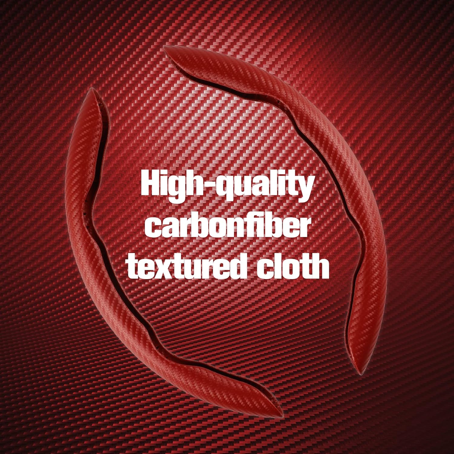 Carbon Fiber Anti-Skid Steering Wheel Protector, Segmented Butterfly Universal Wheel Cover, Car Interior Accessories (Red)