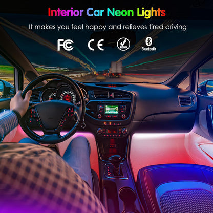 Car Accessories Interior Car LED Lights with Remote and APP Control Music Sync Color Change under Dash RGB Car Lighting with Car Charger 12V 1A LED Lights for Car
